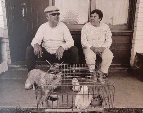 Jack and Dulcie Simms with Amber the dog